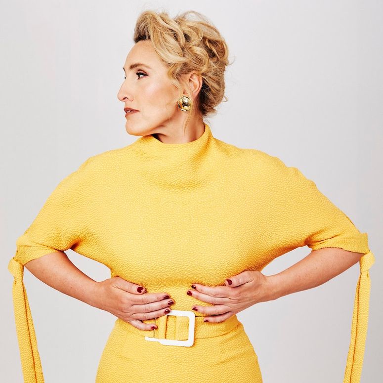 Image may contain: Grace Dent, Adult, Person, Clothing, Dress, Formal Wear, Fashion, Accessories, and Sleeve